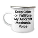 Funny Aircraft Mechanic Camping Mug Gifts from Friends for Mother's Day - 'Keep Calm Or I Will Use My Aircraft Mechanic Voice' - Unique Novelty Mugs for Men and Women - Image 1