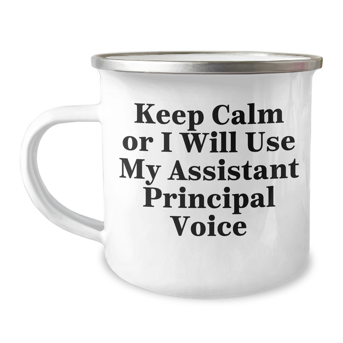 Assistant Principal Camping Mug, Funny Quote, Unique Gifts from Friends for Father's Day, 12 oz Stainless Steel with Enamel Finish - Image 1