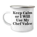 Chef Gifts from Friends, Unique Camping Mug for Mom's Special Day, 'Keep Calm Or I Will Use My Chef Voice', Funny Quote, 12 oz Stainless Steel with Enamel Finish - Image 1