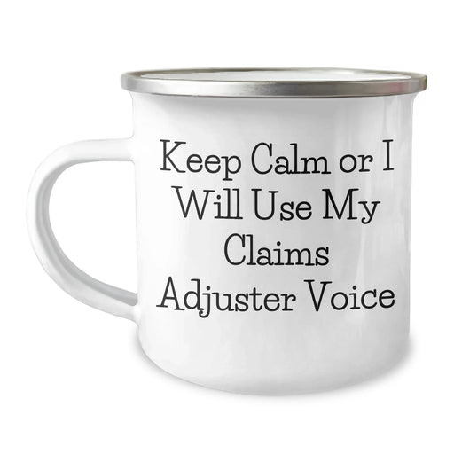 Funny Claims Adjuster Gifts for Men - Keep Calm Or I Will Use My Claims Adjuster Voice Camping Mug, Father's Day Unique Gifts from Friends to Claims Adjuster - Image 1