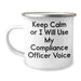 Compliance Officer Gifts, Funny Camping Mug, 'Keep Calm Or I Will Use My Compliance Officer Voice', Father's Day Unique Gifts from Men - Image 1