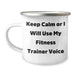 Fitness Trainer Gifts from Men - Keep Calm Or I Will Use My Fitness Trainer Voice, Funny Camping Mug for Mother's Day, 12 oz Stainless Steel with Enamel Finish - Image 1