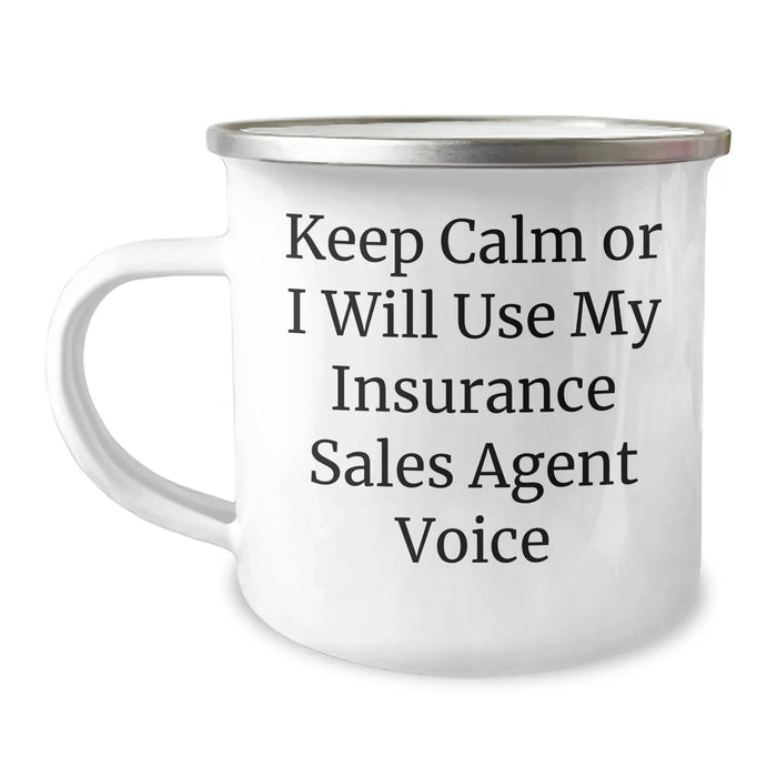 Funny Insurance Sales Agent Gifts from Men, Keep Calm Or I Will Use My Insurance Sales Agent Voice, Camping Mug for Insurance Sales Agent, Mother's Day Unique Gifts - Image 1