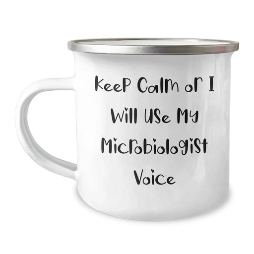 Funny Microbiologist Gifts for Men, Keep Calm Or I Will Use My Microbiologist Voice Camping Mug, Father's Day Unique Gifts from Family to Dad - Image 1