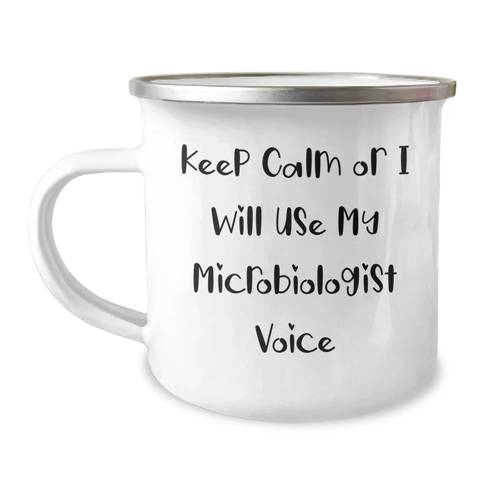 Funny Microbiologist Gifts for Men, Keep Calm Or I Will Use My Microbiologist Voice Camping Mug, Father's Day Unique Gifts from Family to Dad - Image 1