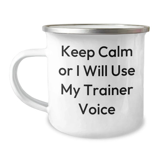 Funny Trainer Gifts for Men - Keep Calm Or I Will Use My Trainer Voice Camping Mug, Perfect for Father's Day Unique Gifts from Family - Image 1