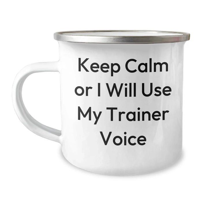 Funny Trainer Gifts for Men - Keep Calm Or I Will Use My Trainer Voice Camping Mug, Perfect for Father's Day Unique Gifts from Family - Image 1