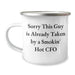 Funny CFO Gifts, 'Sorry This Guy Is Already Taken By A Smokin' Hot CFO' Camping Mug, Father's Day Unique Gifts from Friends or Family - Image 1