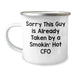 Funny CFO Gifts for Men from Friends, Sorry This Guy Is Already Taken By A Smokin' Hot CFO, Camping Mug for Father's Day - Image 1