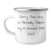 Funny Chef Gifts for Dad's Smokin' Hot Chef on Father's Day, Enamel Camping Mug from Friends - Image 1
