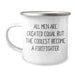 Firefighter Gifts for Men Funny Camping Mug All Men Are Created Equal But The Coolest Become A Firefighter Gifts from Men for Firefighter Dad on Father's Day - Image 1