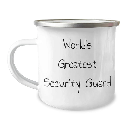 Funny World's Greatest Security Guard Gifts from Men to Security Guard Friends on Father's Day - Camping Mug, 12 oz, Stainless Steel with Enamel Finish - Image 1