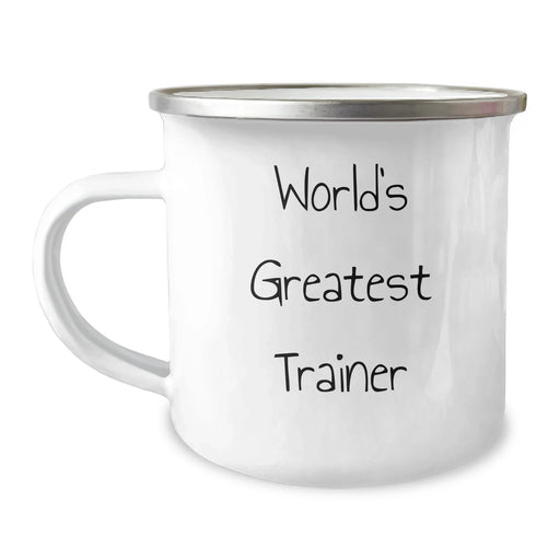Funny Trainer Gifts from Friends and Family - World's Greatest Trainer Camping Mug for Mother's Day, 12 oz Stainless Steel with Enamel Finish - Image 1