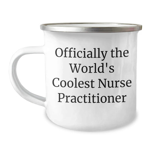 Cool Nurse Practitioner Gifts for Men - 'Officially The World's Coolest Nurse Practitioner' Enamel Camping Mug, Father's Day Unique Gifts from Friends or Family - Image 1