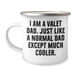 Valet Dad Camping Mug, Funny Graduation Gift from Family, Friends or Coworkers to Valet, 12oz Stainless Steel with Enamel Finish - Image 1