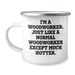 Woodworker Gifts from Friends to Family - Funny Camping Mug for Graduation, 'I'm A Woodworker. Just Like A Normal Woodworker Except Much Hotter.' - Image 1