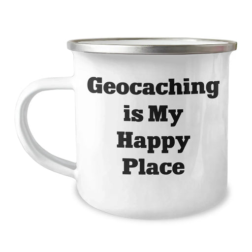 Geocaching Gifts for Men and Women, 'Geocaching Is My Happy Place' Funny Camping Mug for Graduation, Unique Gifts from Friends, Coworkers, and Family - Image 1
