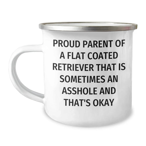 Flat Coated Retriever Dog Gifts, Funny Camping Mug for Proud Parents, Gifts from Friends for Graduation - 12 oz Stainless Steel - Image 1