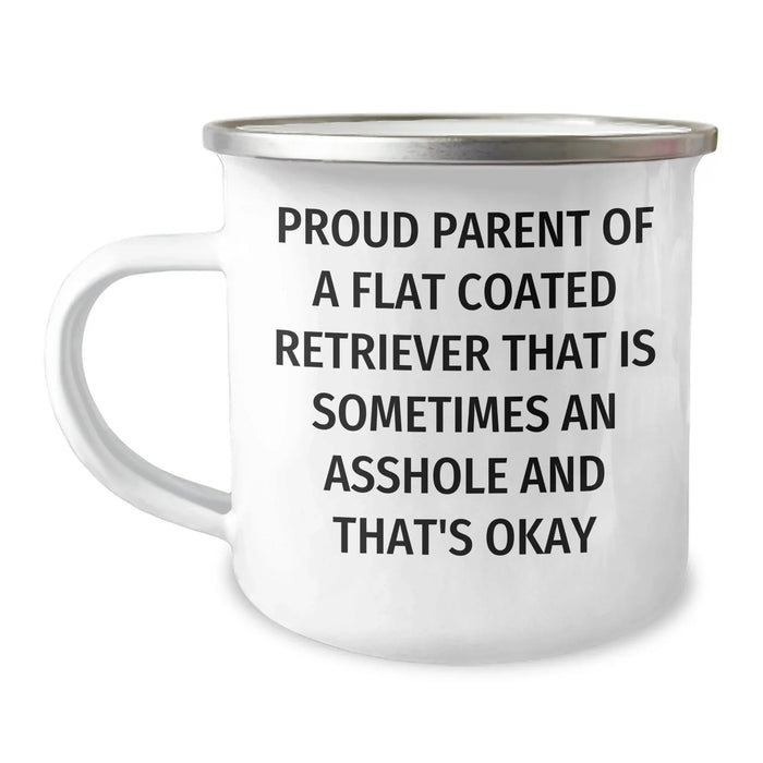 Flat Coated Retriever Dog Gifts, Funny Camping Mug for Proud Parents, Gifts from Friends for Graduation - 12 oz Stainless Steel - Image 1