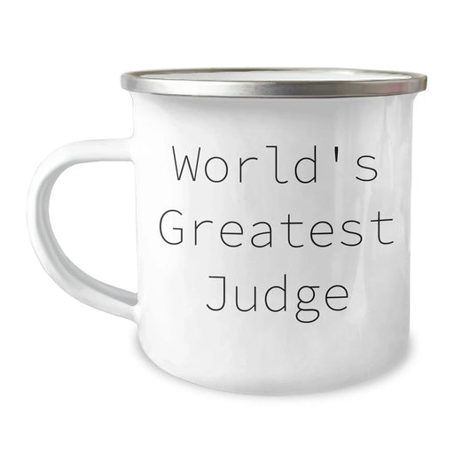 Funny Judge Gifts for Him, World's Greatest Judge Camping Mug, 12 oz Stainless Steel with Enamel Finish, Perfect for Graduation, Gifts from Friends or Family, 'The Best Judge Ever' - Image 1