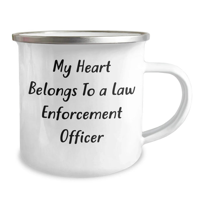 Funny Law Enforcement Officer Gifts from Friends - My Heart Belongs To A Law Enforcement Officer Mugs for Dad's Unique Father's Day Unique Gifts - Image 2