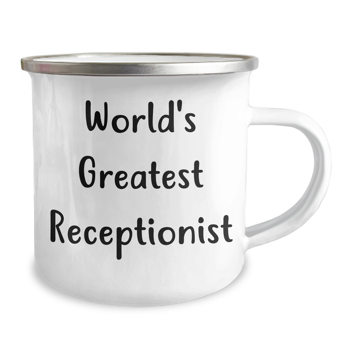 World's Greatest Receptionist Funny Gifts for Men Camping Mug, Funny Gifts from Family, Unique Father's Day Unique Gifts for Coworkers, Receptionist Gifts - Image 2