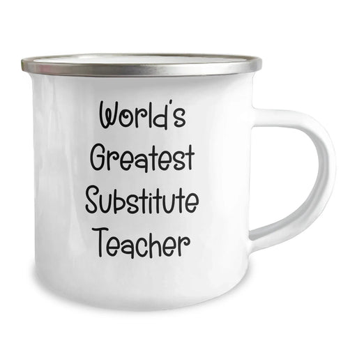 Funny Substitute Teacher Gifts for Mom - World's Greatest Camping Mug, 12 oz Stainless Steel with Enamel Finish, Gifts from Family - Image 2