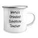 Funny Substitute Teacher Gifts for Mom - World's Greatest Camping Mug, 12 oz Stainless Steel with Enamel Finish, Gifts from Family - Image 2