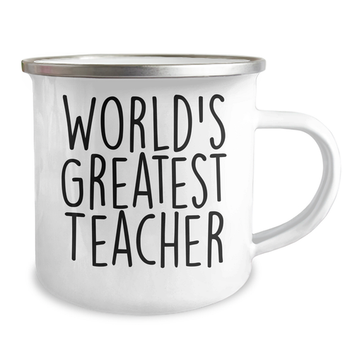 'World's Greatest Teacher' Funny Camping Mug, Gifts from Friends, Unique Teacher Gifts for Mother's Day, Teacher Appreciation, Gifts for Her, 12 oz Stainless Steel with Enamel Finish, Teacher Gifts - Image 2