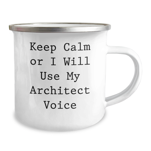 Architect Gifts, Funny Mugs for Men, 'Keep Calm Or I Will Use My Architect Voice' Enamel Camping Mug for Father's Day, Gifts from Friends to Family - Image 2