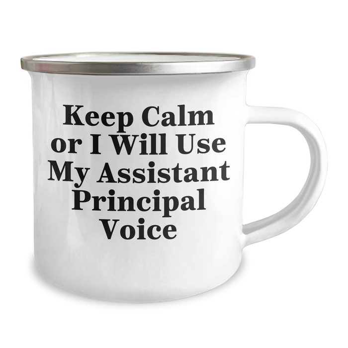 Assistant Principal Camping Mug, Funny Quote, Unique Gifts from Friends for Father's Day, 12 oz Stainless Steel with Enamel Finish - Image 2