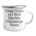 Concierge Camping Mug Gifts from Friends to Men, Keep 'Or I Will Use My Concierge Voice', Stainless Steel with Enamel Finish, Father's Day Unique Gifts - Image 2