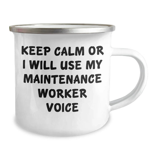 Funny Maintenance Worker Camping Mug Gifts from Men to Maintenance Worker, 'Keep Calm Or I Will Use My Maintenance Worker Voice' Father's Day Unique Gifts - Image 2