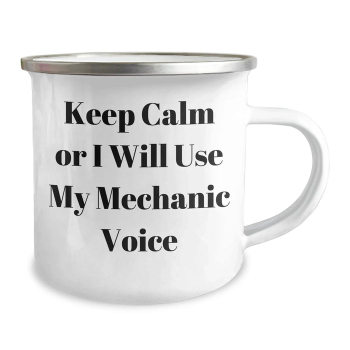 Funny Mechanic Gifts for Men from Daughters - Keep Calm Or I Will Use My Mechanic Voice Camping Mug, Father's Day Unique Gifts - Image 2