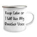 Funny Rancher Gifts from Men, Unique Camping Mugs for Fathers Day with 'Keep Calm Or I Will Use My Rancher Voice' - Stylish 12 oz Stainless Steel with Enamel Finish, Great Rancher-Themed Present - Image 2