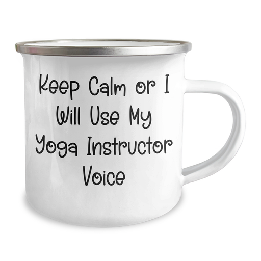 Yoga Instructor Gifts: 'Keep Calm Or I Will Use My Yoga Instructor Voice' Funny Camping Mug for Him, Gifts from Friends, Family, or Coworkers for Father's Day - Image 2