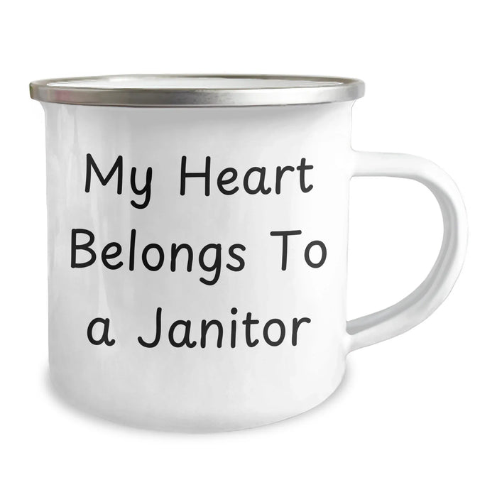 Funny Janitor Gifts from Friends - My Heart Belongs To A Janitor Camping Mug for Janitor Graduation, Unique Gifts for Men or Women - Image 2