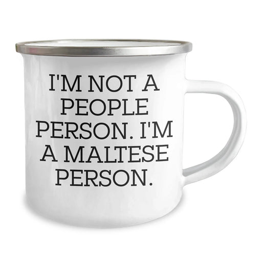 Funny Maltese Dog Gifts for Men, I'm Not A People Person, Camping Mug for Father's Day, Gifts from Family, Unique Maltese Dog Lover Mug - Image 2