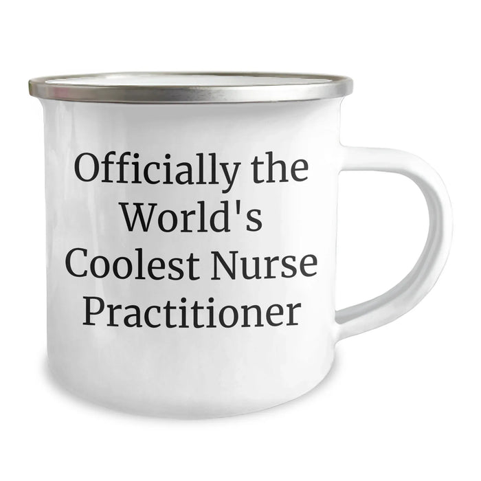 Cool Nurse Practitioner Gifts for Men - 'Officially The World's Coolest Nurse Practitioner' Enamel Camping Mug, Father's Day Unique Gifts from Friends or Family - Image 2