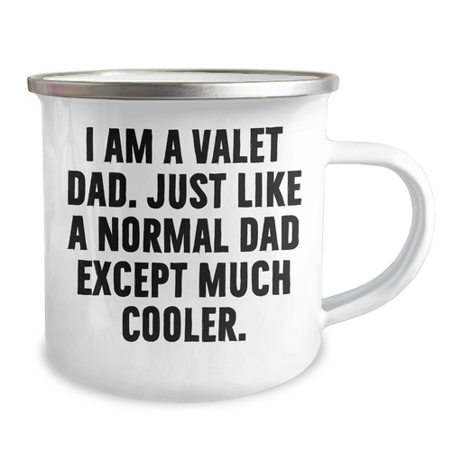 Valet Dad Camping Mug, Funny Graduation Gift from Family, Friends or Coworkers to Valet, 12oz Stainless Steel with Enamel Finish - Image 2