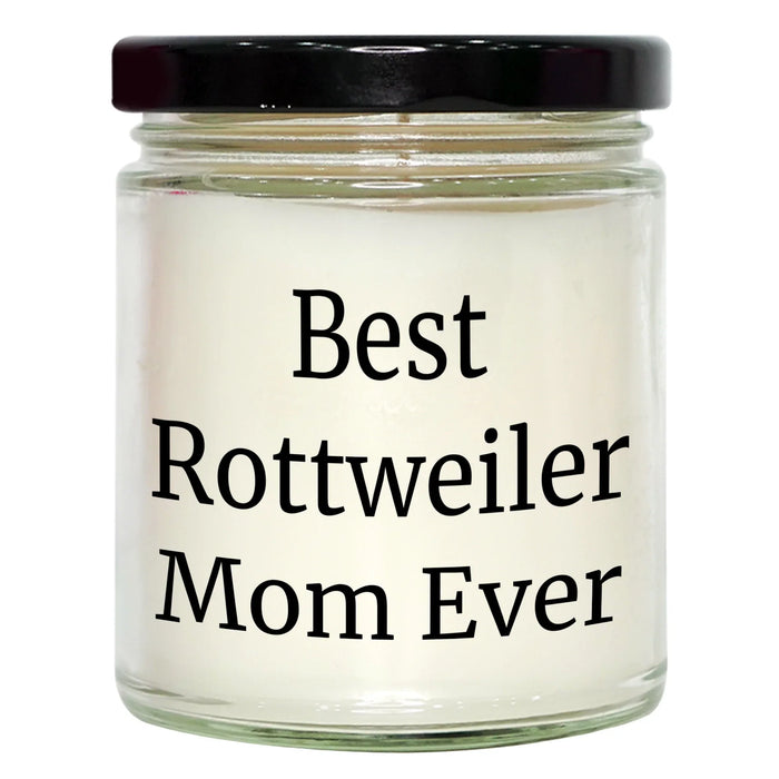Funny Rottweiler Dog Mom Gifts | Best Rottweiler Mom Ever | 9oz Vanilla Soy Candle | Father's Day Unique Gifts from Dog to Rottweiler Mom - Image 1