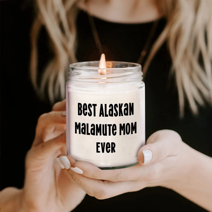 Gifts for Alaskan Malamute Dog Lovers, Best Alaskan Malamute Mom Ever Gifts, 9oz Vanilla Soy Candle, Special Alaskan Malamute Dog Mom Funny Gifts, Father's Day Unique Gifts from Kids - Image 2