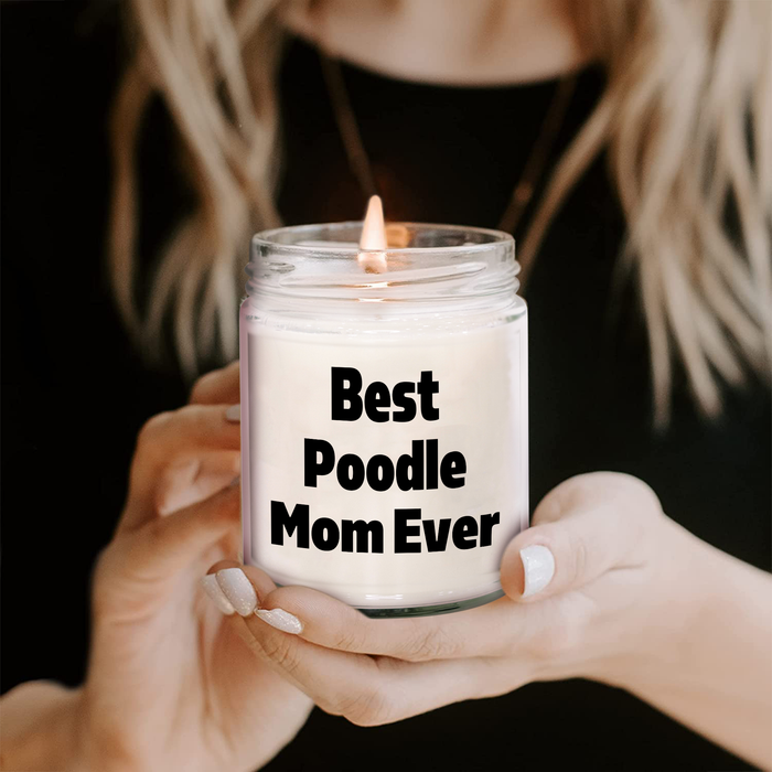 Cute Poodle Mom Ever 9oz Vanilla Soy Candle | Unique Father's Day Unique Gifts for Poodle Dog Lovers from Kids | Poodle Dog Mom Funny Gifts - Image 2