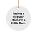 Funny Collie Dog Mom Gifts from Family for Christmas Unique Circle Ornament, 'I'm Not A Regular Mom. I'm A Collie Mom.' - Image 1