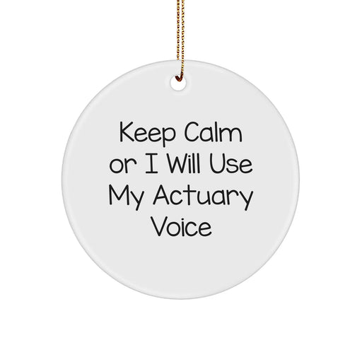 Funny Actuary Gifts from Friends, 'Keep Calm Or I Will Use My Actuary Voice', Circle Ornament, Perfect for Christmas, Gifts for Actuary Lovers - Image 1