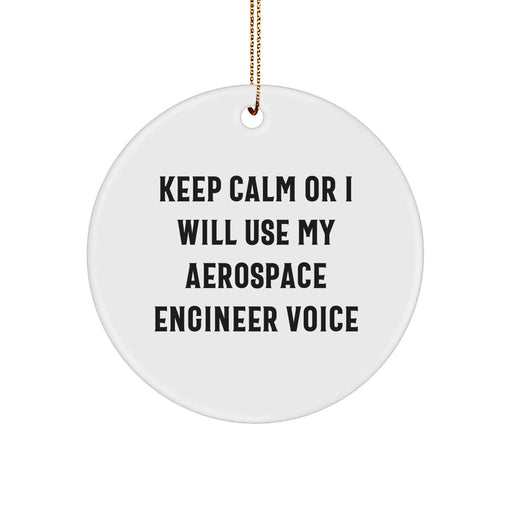 Funny Aerospace Engineer Gifts for Men from Friends, Keep Calm Circle Ornament for Christmas - Image 1
