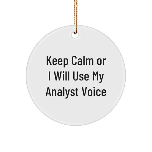 Funny Analyst Gifts from Friends for Christmas - 'Keep Calm Or I Will Use My Analyst Voice' Circle Ornament - Image 1