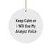 Funny Analyst Gifts from Friends for Christmas - 'Keep Calm Or I Will Use My Analyst Voice' Circle Ornament - Image 1