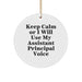 Funny Assistant Principal Gifts for Christmas - 'Keep Calm Or I Will Use My Assistant Principal Voice' Circle Ornament, Gifts from Friends, Coworkers, or Family - Image 1