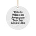 Funny Teacher Circle Ornament Gifts from Friends, 'This Is What An Awesome Teacher Looks Like' - Unique Christmas Unique Gifts for Teachers - Image 1